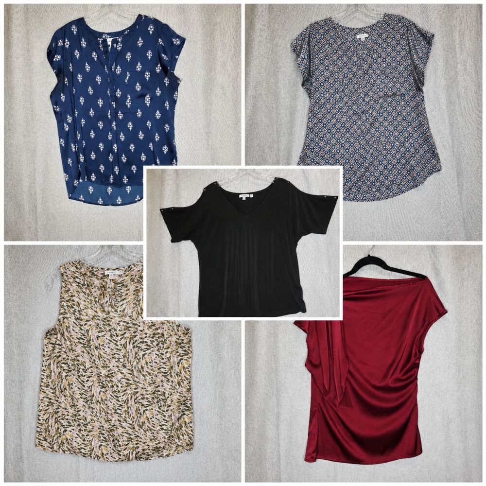 Women Business Casual Blouse Lot L Office Wear Tops Corporate Chic Modest 5pc